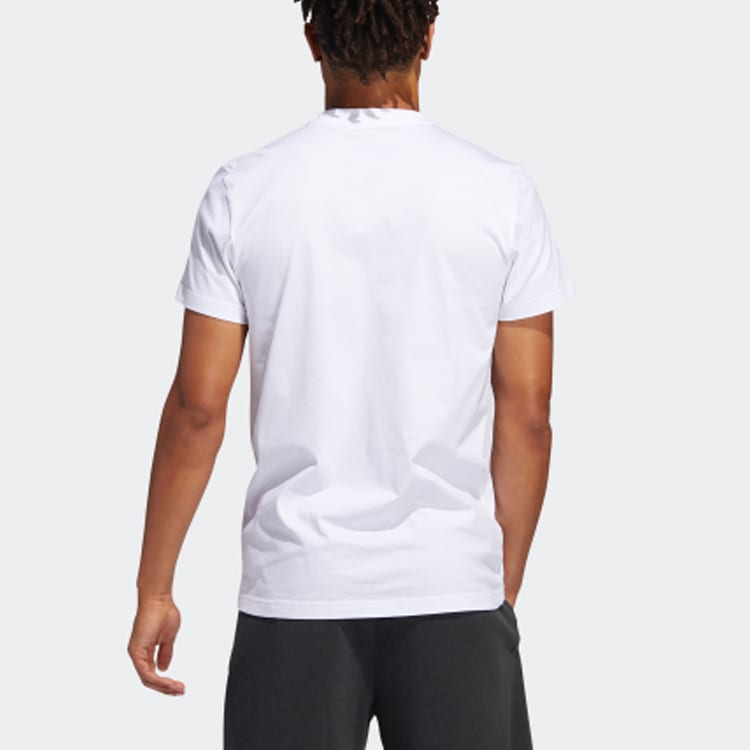 Adidas T Shirts Men's White Crew Neck Moderate Straight Fit FM4774