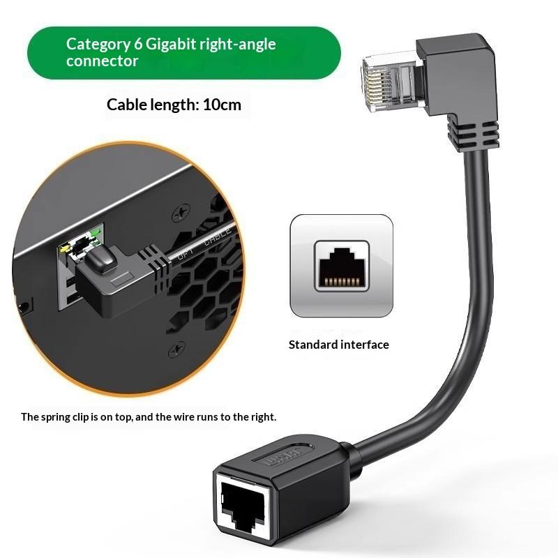 Right Angle CAT6 RJ45 Ethernet Extension Cable 1Pcs Male to Female Elbow for Narrow Space Network Port Extending