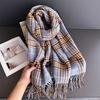 Paar Student Karomuster Herbst Und Winter Warmer Schal Damen Stola Vielseitig Pendler Fransen Feinsand Imitation Kaschmirschal
