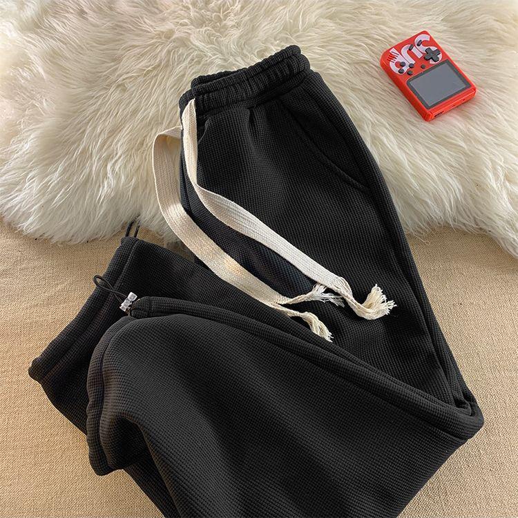 

Женские серые спортивные штаны из овечьей шерсти с флисовой подкладкой - Толстые, теплые, хлопковые джоггеры для осени/зимы, повседневный стиль с манжетами. L