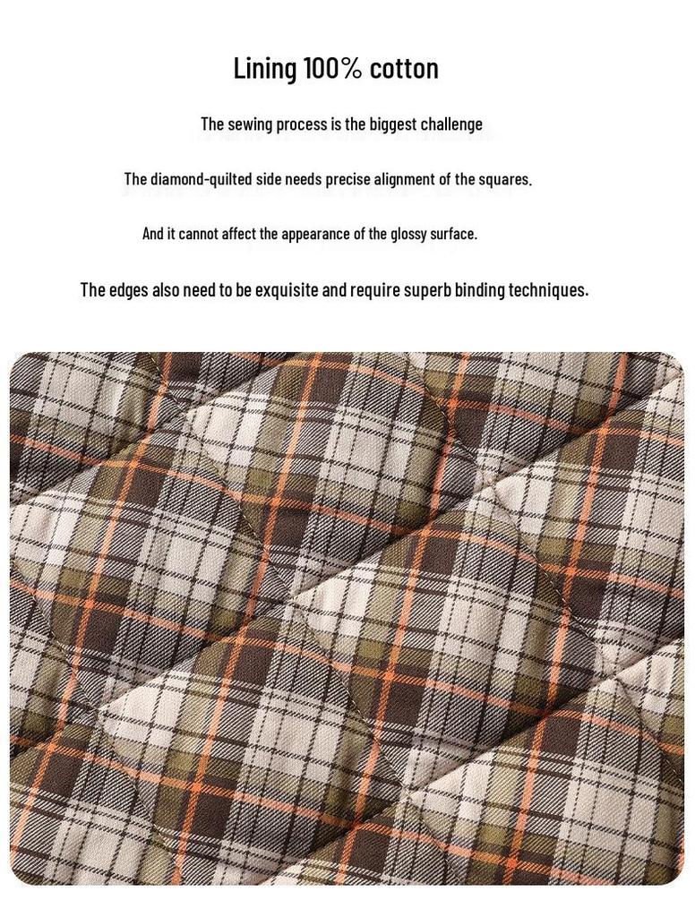 Men's Plus Size Quilted Diamond Pattern Cotton Jacket, Autumn/Winter 2025