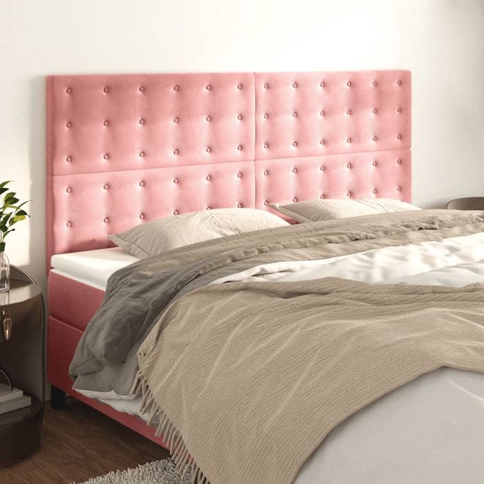 Tête de lit - Maison Exclusive - Velours rose - 160x5x118/128 cm - Hauteur réglable