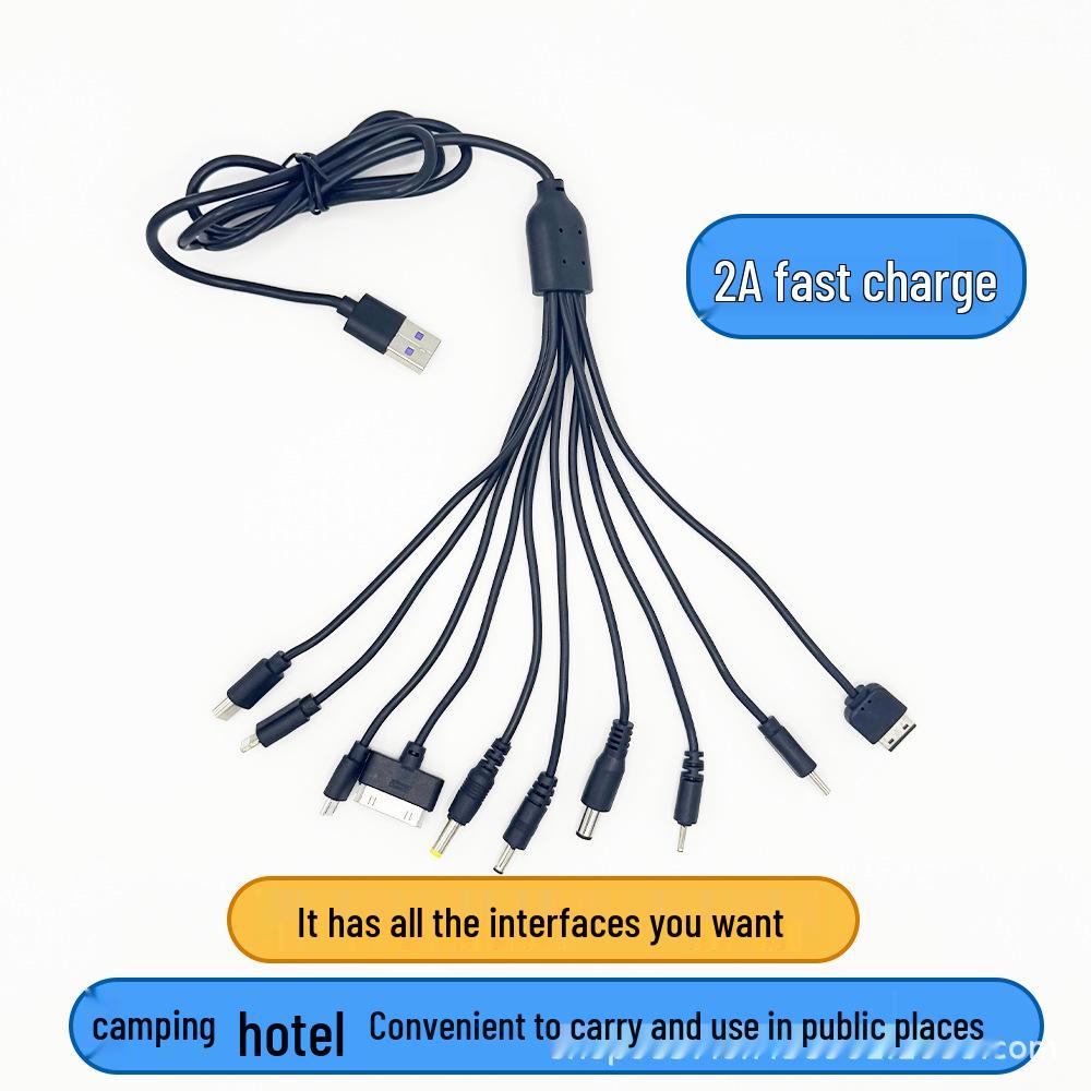 2A Eco-friendly 10-in-1 Multi-functional Charging Cable for Phones, Electronics, and Toys