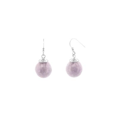 Purple Cotton Candy Hook Earrings - Handmade 925 Sterling Silver Jewelry for Women's Gift