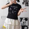 Summer New Cartoon Fun Printing Mobile Phone Sweet Spice Girl Short Sleeve T-Shirt Women's Casual Wear Versatile Top T-Shirt