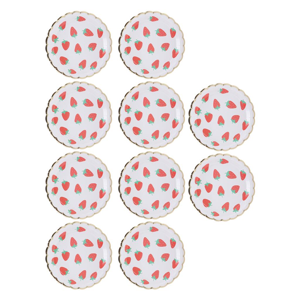 10Pcs Party Tableware Disposable Strawberry Pattern Tableware Set for Birthday Parties Seaside