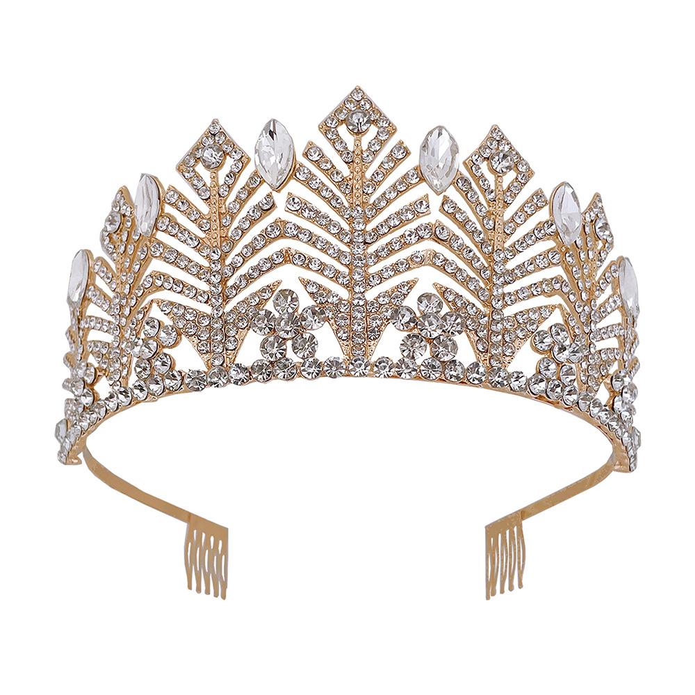 

Новая барочная мода Большая корона Тиара Невеста День рождения Гребень для волос Инкрустированный стразами Свадебные аксессуары