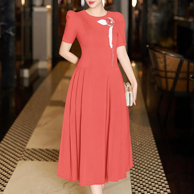 

ZANZEA Женское элегантное летнее платье с коротким рукавом и цветочной лоскутной отделкой 5XL красный