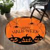 Happy Halloween Round Carpet Castle Bat Print Area Rug for Living Room Bedroom Chair Non Slip Horror Theme Floor Mats Yoga Mat
