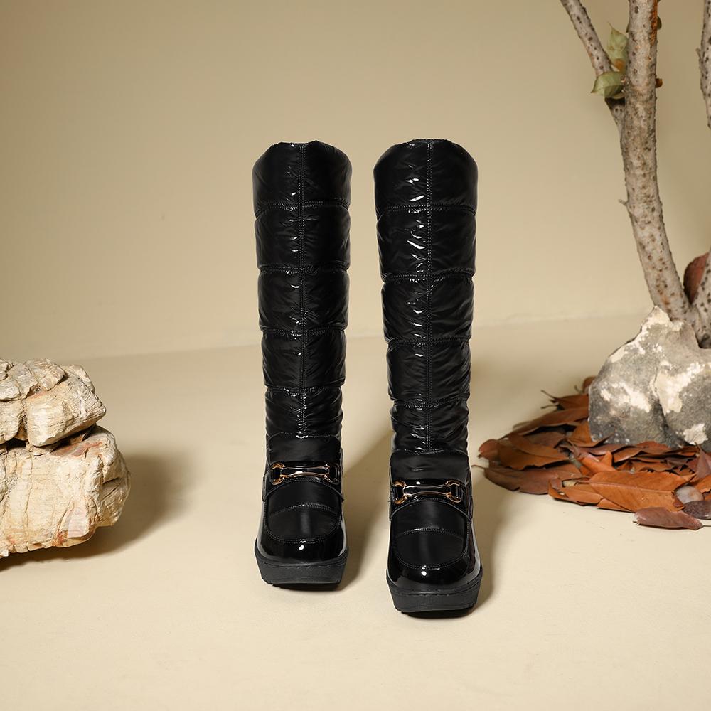 

Krazing Pot ПУ пуховое волокно брезент осенне-зимняя обувь средний каблук размер 44 супер размер зимние ботинки круглый носок сохраняют тепло высокие сапоги 34 чёрный