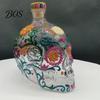 Floral Skull Design Decanter Gothic Decanter, Hand Painted Glass Liquor Bottle with Stained Design, 3D Carved Wine Dispenser for Home Bar, Halloween