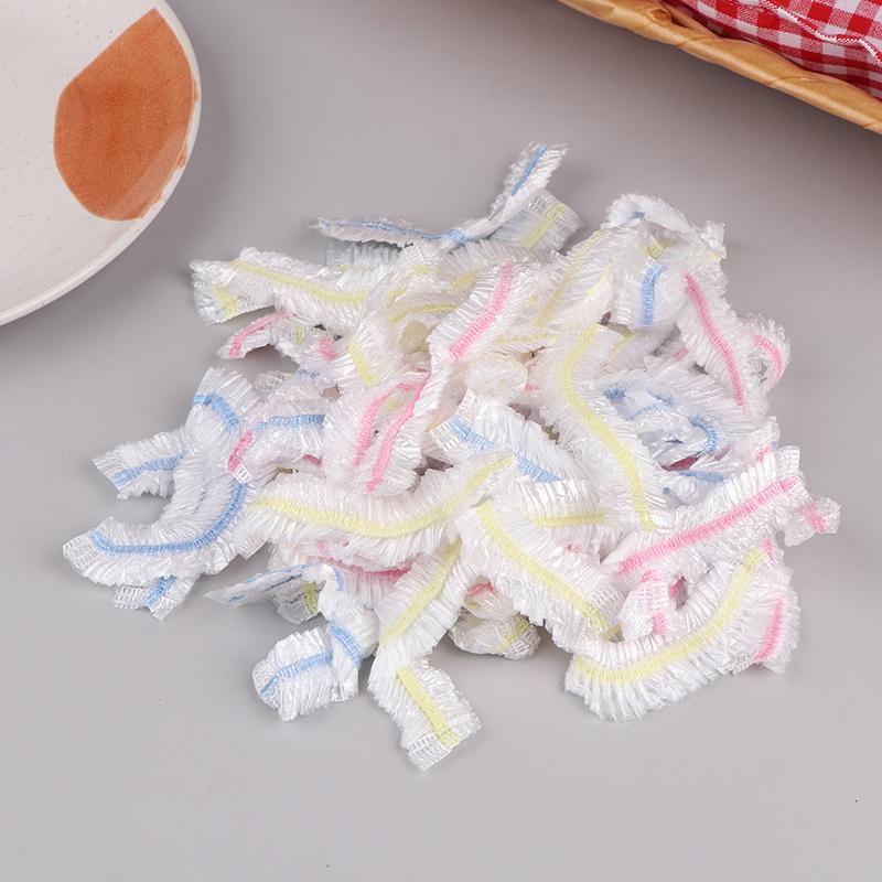 50Pcs Disposable Food Cover Kitchen Packaging Storage Bags Plastic Elastic Wrap Food Covers Fresh-Keeping Lid Plate