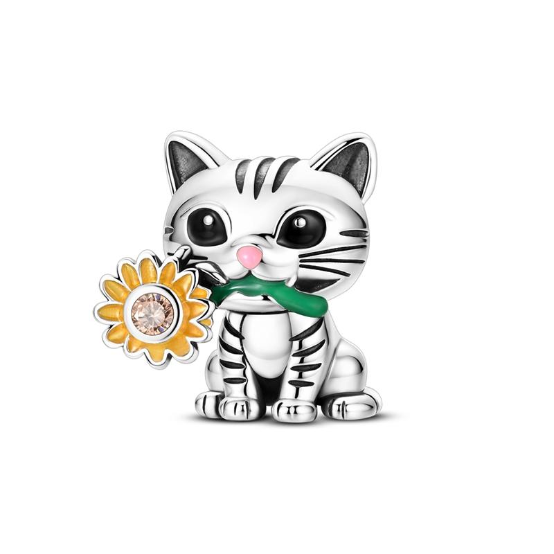 New 925 Silver Lucky Zoo Cat Dog Rabbit Fox Charms Bead For Women Fit Bracelet DIY Birthday Party Jewelry Gift