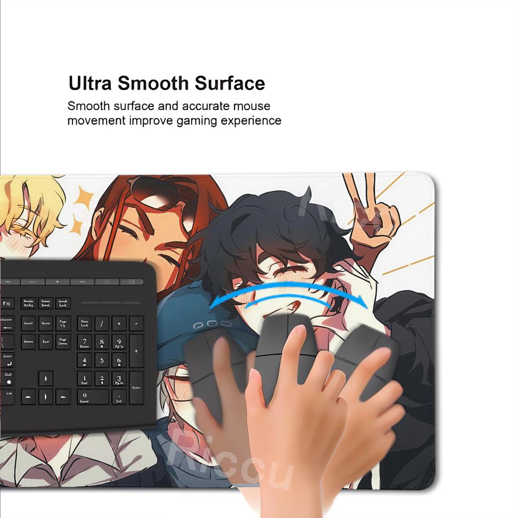 Comic Couple Cute Anime A-alien Stage Pattern Mouse Pads Anti-slip Locking Edge Thickened Desktop Mats Large Comfort Gaming Rugs