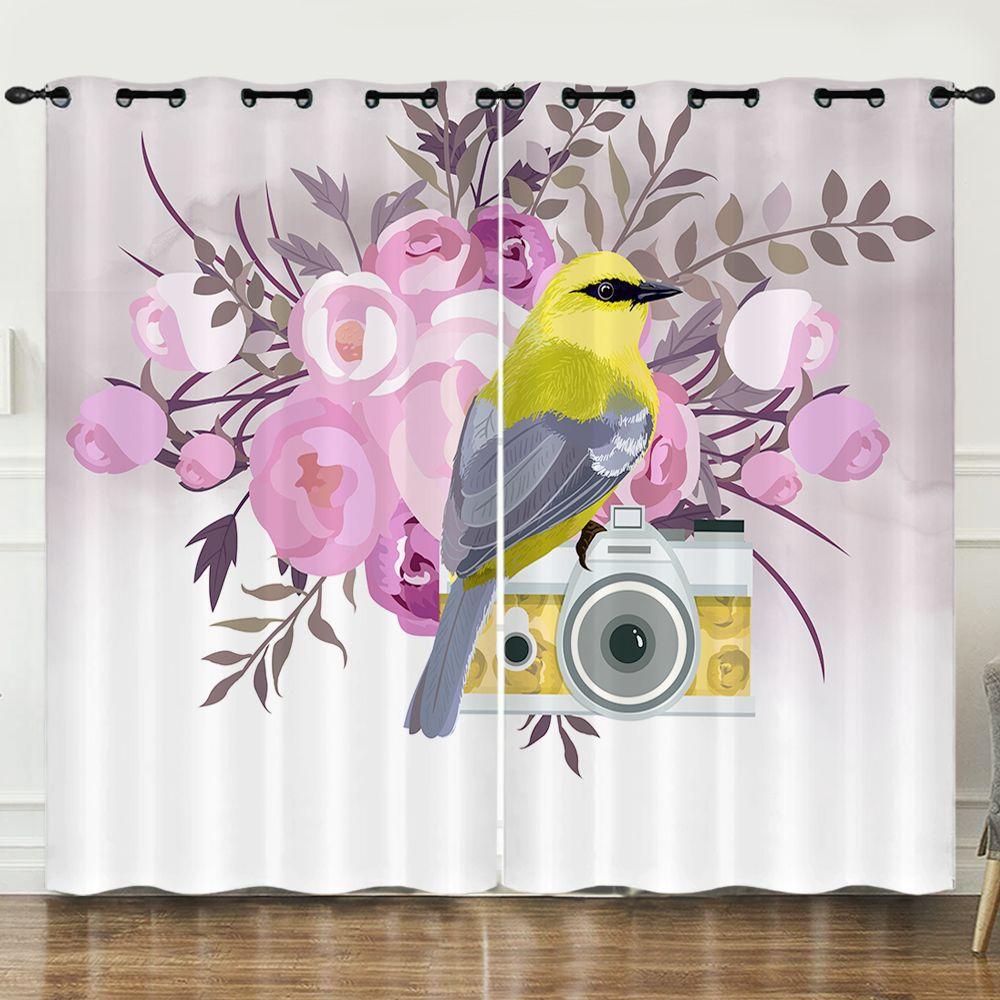 Curtain Cartoon Animal Bear Deer Love Kitten 3D Digital Printing Blackout Curtain Punching