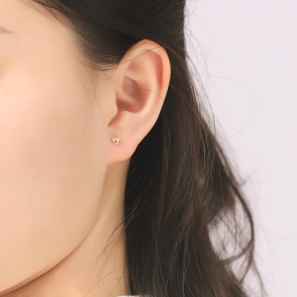 ESTELLE [Official] Women's K10 Yellow Gold Heart Motif Earrings 0202-3251-0019-0000