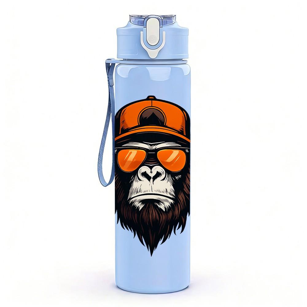 1PC Orangutan Gorilla Sunglasses Graphic 750ml Color Plastic Sports Water Bottle Leakproof Flip Straw Lid Suitable for Sports Office Home Use