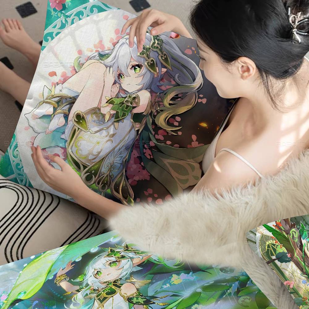 Genshin Impact Kawaii Anime Nahida Cushion Cover Polyester Sofa Cushions Decorative Throw Pillows Home Decoration Pillowcover