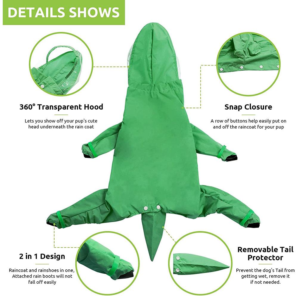 Haustier-Welpen-Hunde-Regenmantel, Regenjacke, Abdeckung für 4 Beine, Ganzkörper-Schutzhülle, wasserdichter, regenfester, schlammfester Regenmantel für Hunde