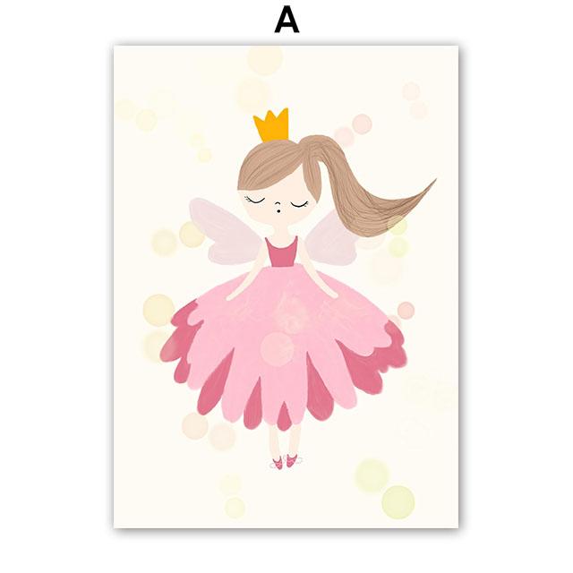 Pink Girl Lion Dog Balloon Cherry Nursery Wall Art Canvas Painting Cartoon Poster And Prints Pictures Baby Kids Room Home Decor