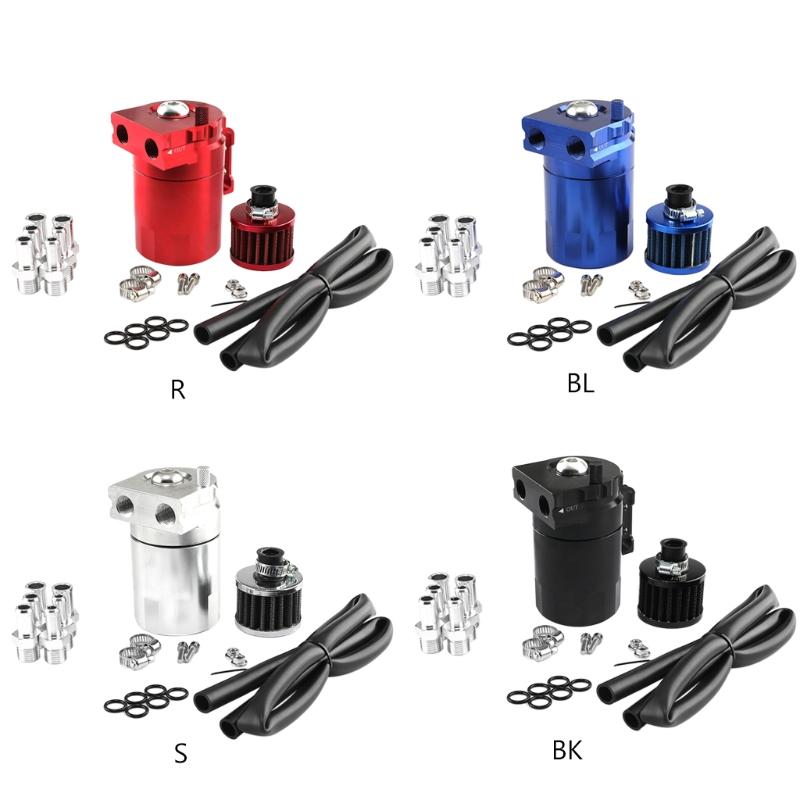 Auto Aluminum Motors Oil Catch Can Reservoir Capture for Tank with Breathing Apparatus Twin Cylinder Engine Universal Fi