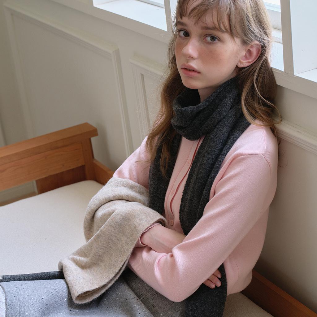 Wool Blended Solid Color Woolen Scarf for Women In Winter Increased Lightweight Knitted Scarf Korean Style