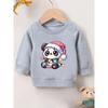 European Sizes Cute Panda Print Kids'  Thin Round-Neck Sweatshirt, Comfortable And Easy Design for 0-3 Years Old, Suitable for Outdoor Wear