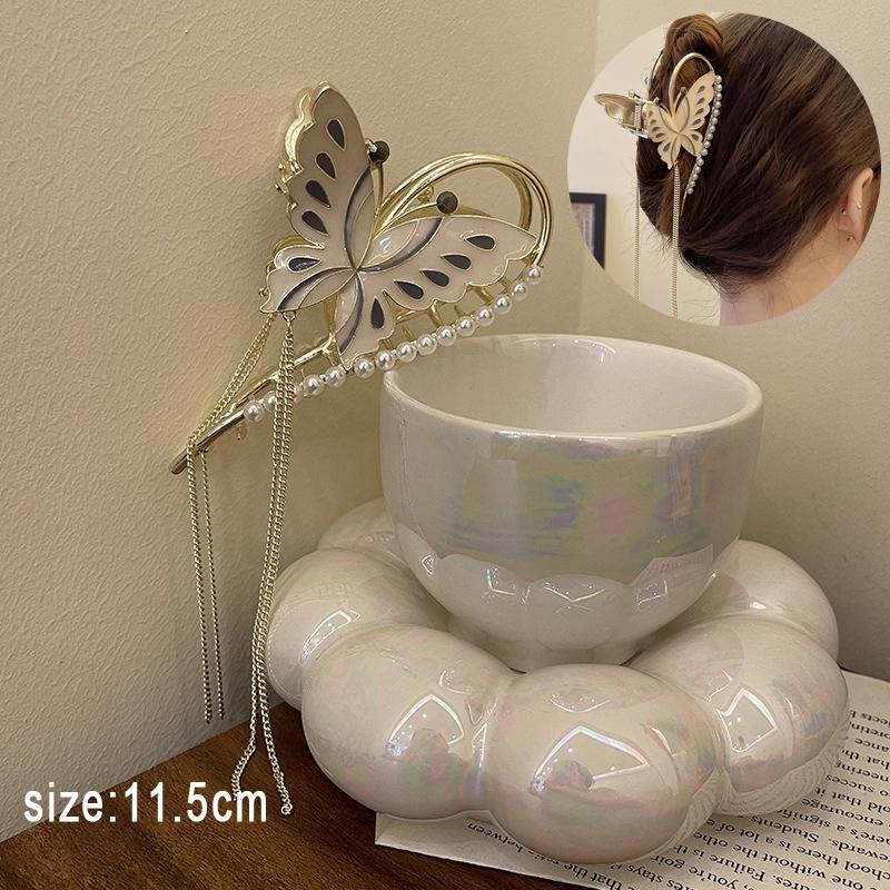 Vintage Metal Long Tassel Gripping Clip Hair Claw For Women Full Rhinestones Hair Clip Korean Barrettes Hairpin Hair Accessories