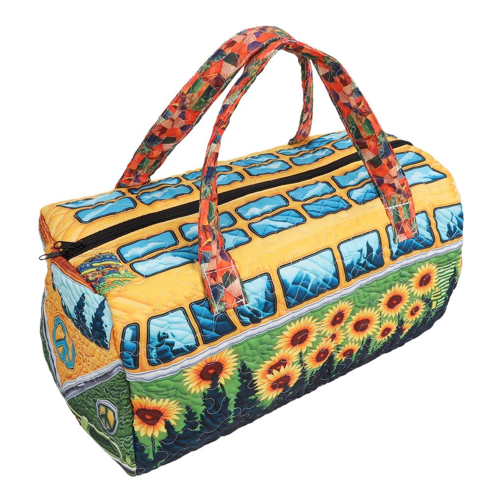 Journey Quilted Duffel Bag Boho Weekender Travel Bag Retro Floral Style for Picnics Camping Family Gatherings