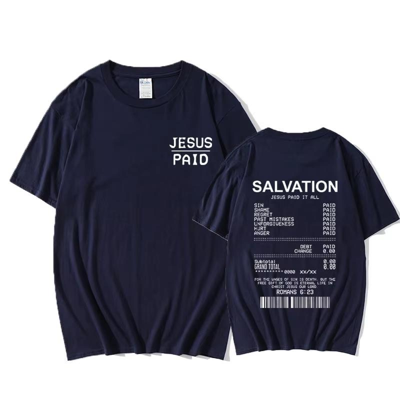 Christian Salvation Jesus Paid It All Graphic Tshirt Unisex Womens Fashion Oversized Short Sleeve Unisex Hip Hop Vintage Tshirt