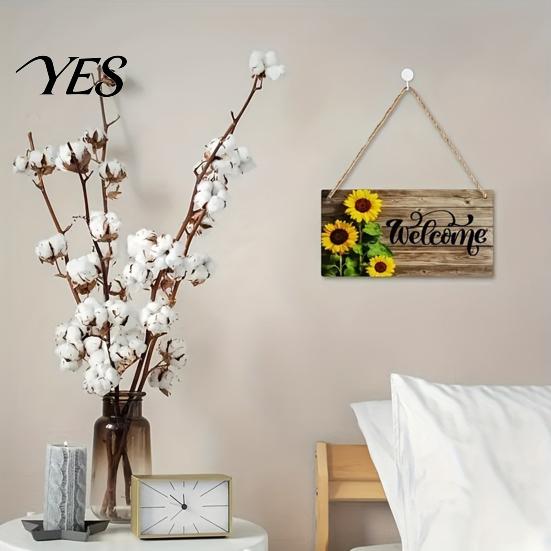 Front Door Sign Wooden Welcome Sign, Sunflowers Decor, Waterproof And Durable Hanging Bright Color Board for Home Indoor Outdoor Entrance Walls Garden
