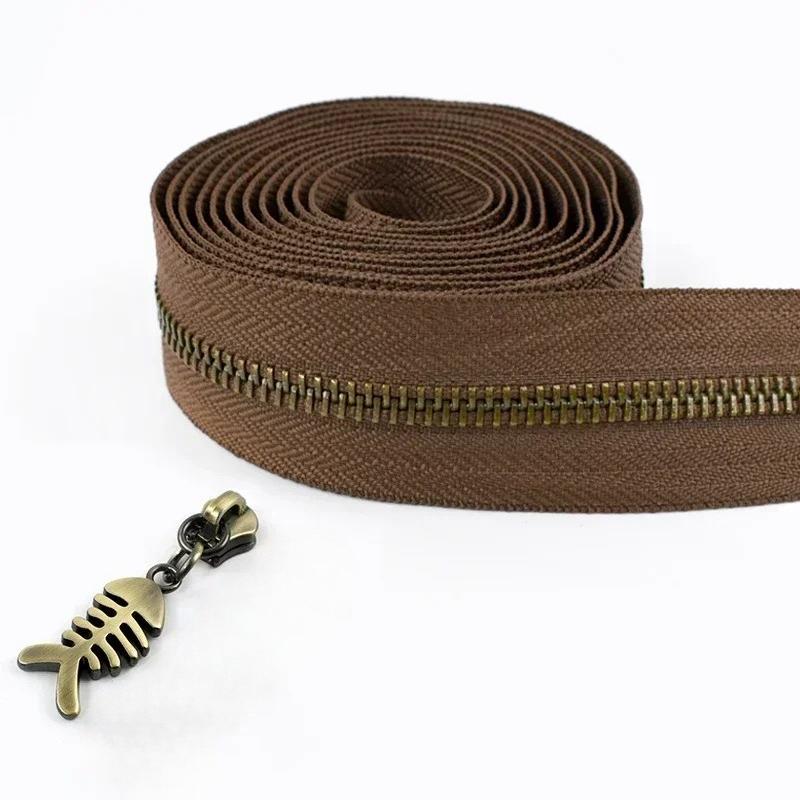 1/2/3/5M Meetee 5# Rollen-Metallreißverschlüsse mit Schiebern Tasche Schuhe Jacke Dekor Verschluss Reißverschluss nach Metern DIY Reparatur Nähzubehör