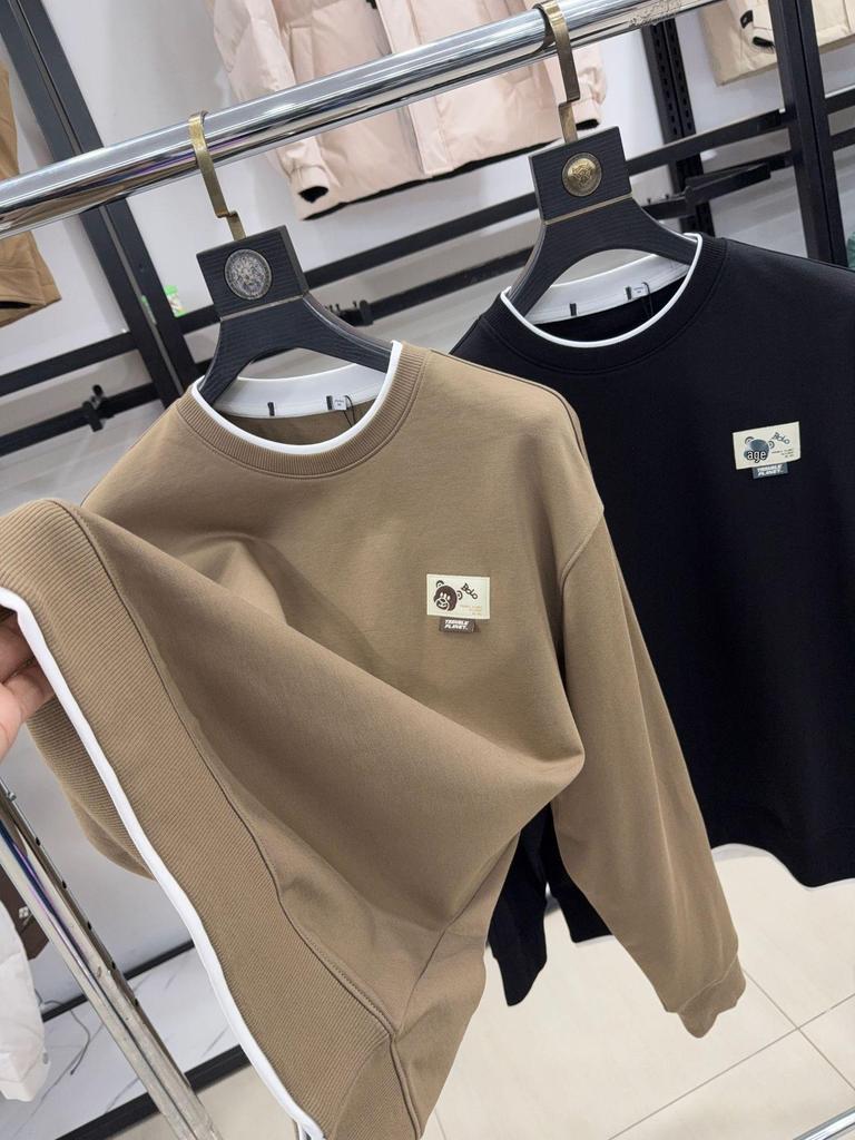 H Family 84% Cotton Autumn Round Neck Long Sleeve Hoodie for Mid-Age and Youth - Solid Color, Casual Warm Base Layer (3Y073A)