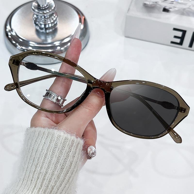 Vintage Oval Sunglasses for Women Men Elliptic Sun Glasses Female Round Eyewear for Male Female Cat Eye Eyeglasses