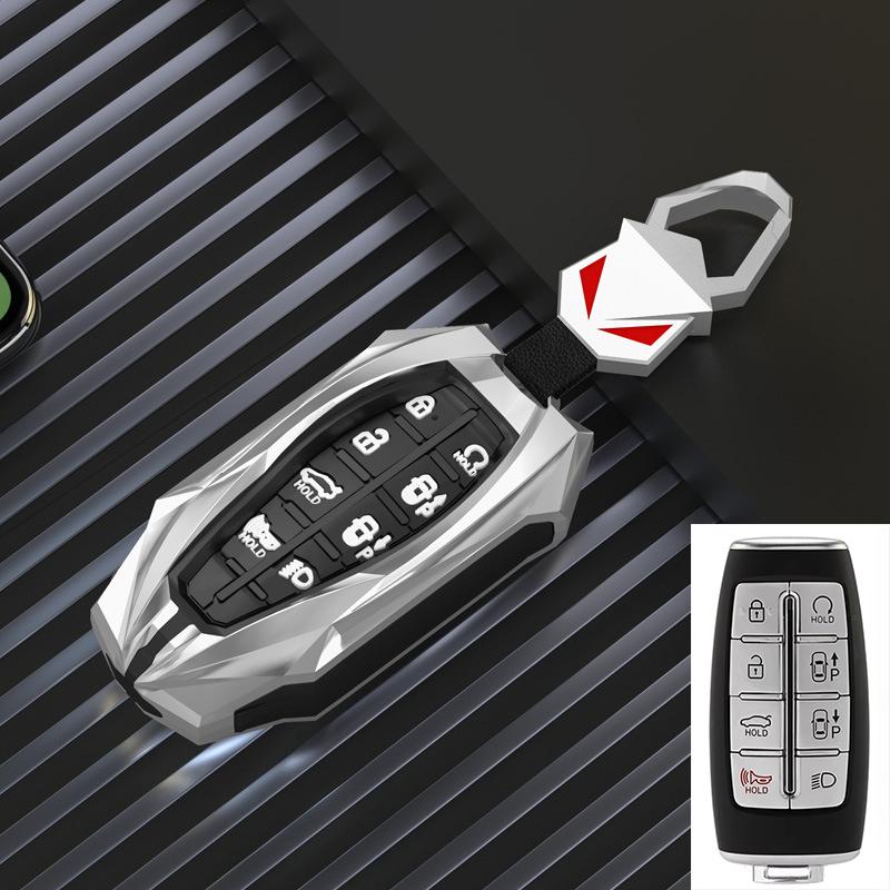 Zinc Alloy 8 Button Car Key Cover Case For Hyundai Genesis G80 GV70 GV80 2019 2020 2021 2022 Remote Key Holder Auto Accessories