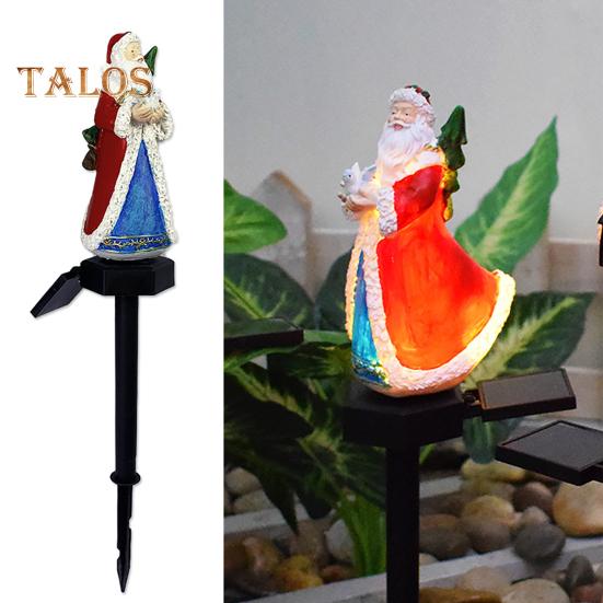 Santa Claus Solar Lights Resin Santa Figurine Waterproof Christmas Stake Light Outdoor Decor Statue Landscape LED Light for Home Yard Lawn