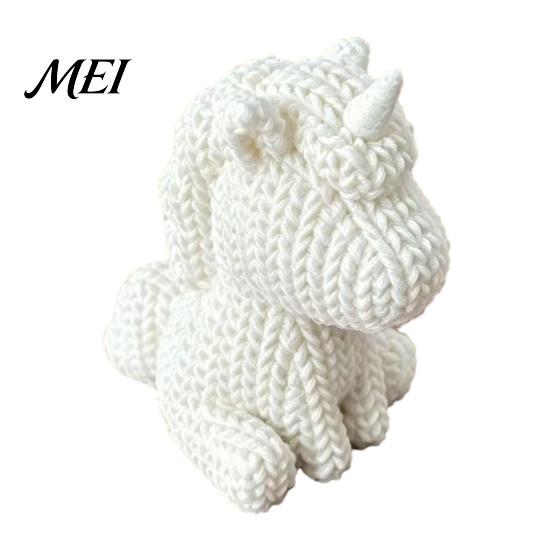 Compact Desktop Figurines 3D Printed Unicorn Figurine with Knitted Texture, Cute Modern Storage Rack Accents Animal Statue, Creative Ornament for Home