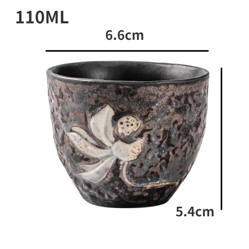 Gilt Tea Cup Rough Pottery Tea Cup Ceramic Chinese Vintage Tea Lamp Zen Master Cup