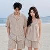 Baby Cotton Summer Camisole: A-Class Pure Cotton Double Layer Gauze Couple Pajamas - Women's Short Sleeve & Men's Set