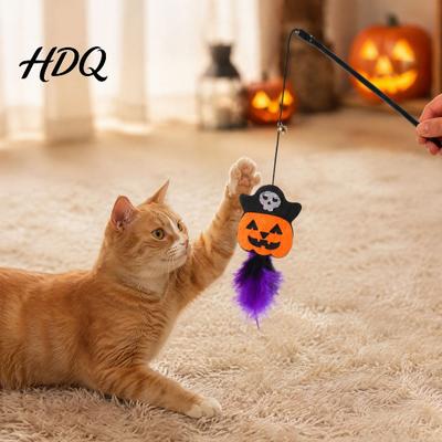 Colorful Ribbon Halloween Cat Teasers with Bells Interactive Toy Wand Toy Feathers And Bell Holiday