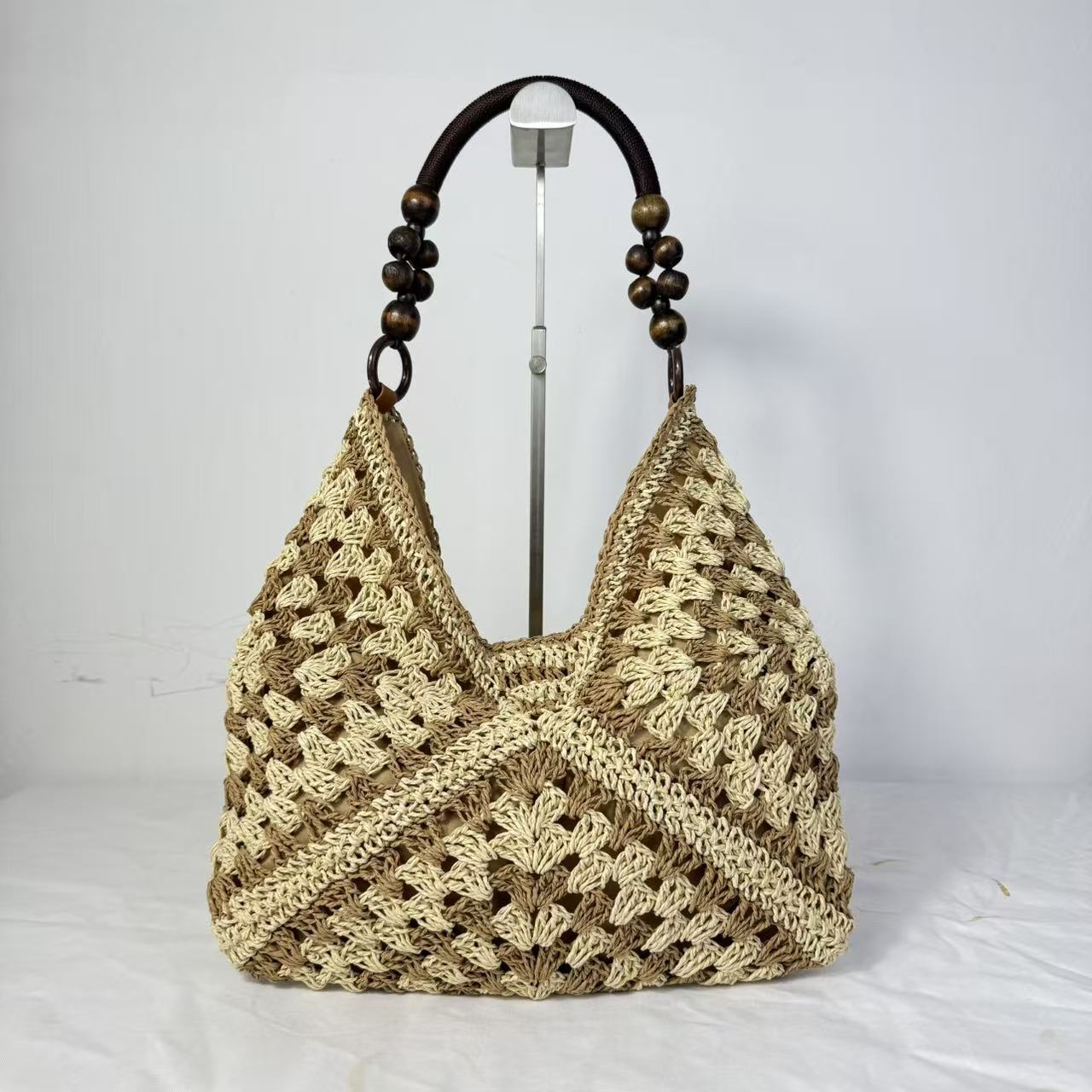 Straw Woven Bag, New Vacation Beach Hollow Shoulder Tote Bag, Woven Vegetable Basket Bag, Straw Woven Bag, Lazy Style