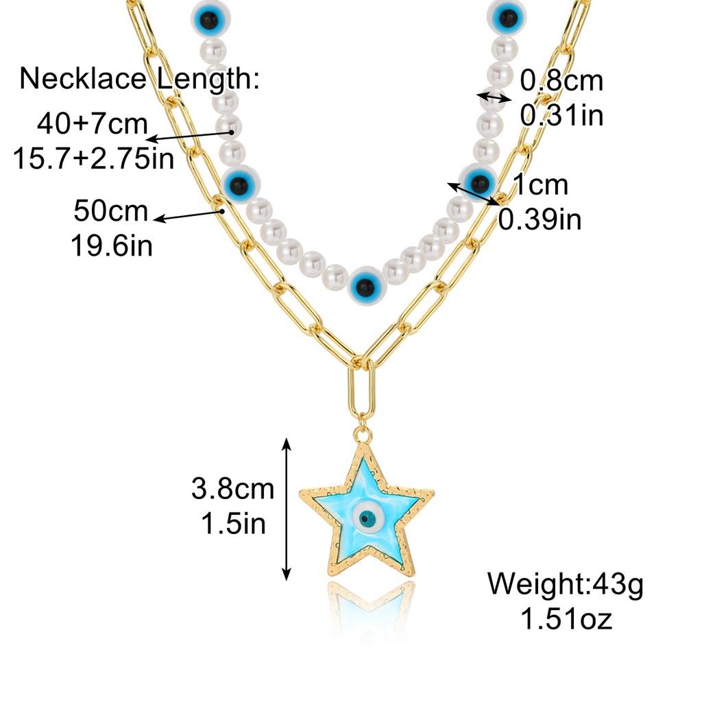Popular European And American Devil Eye Pendant Necklace With Multiple Layers Stunning Alloy Material