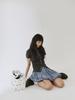 Peullijeupeulojegteu Balloon Skirt, Blue Check