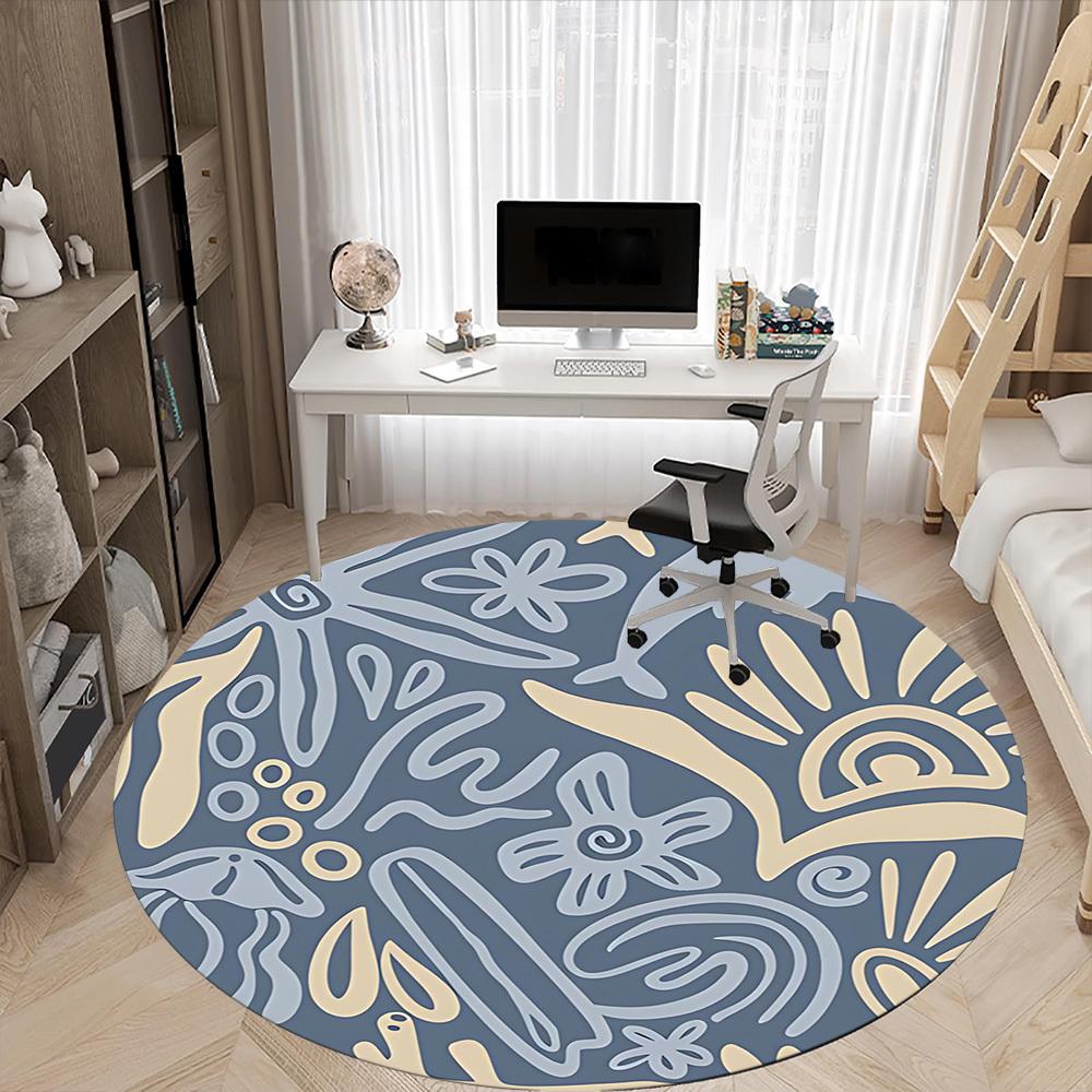 1pc Floral Patterns Office Round Area Rug, Indoor Mat Suitable For Office, Under Office Chairs Bedroom Living Room Home Decor, Room Deco