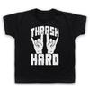 Thrash Hard Metal Music Heavy Rock Slogan Devil Horns Kids Childs T-Shirt