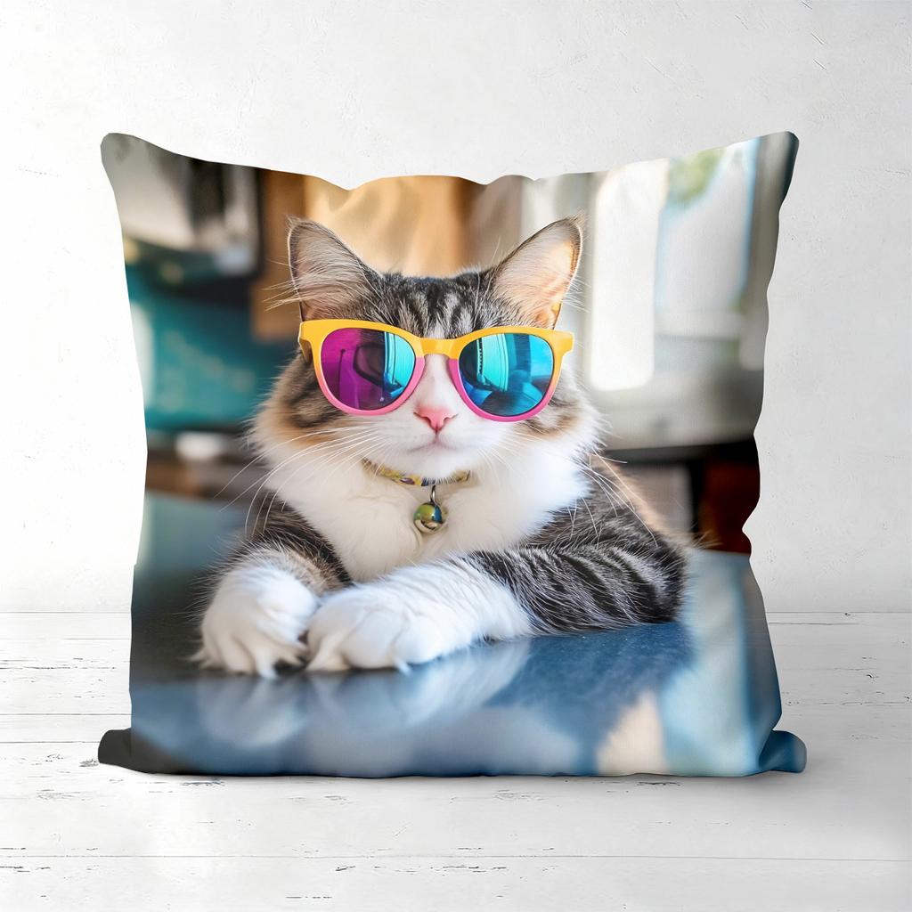 Cool Pets Print Square Pillow Covers Pattern Cushion Cover Suitable for Sofa Bedroom Car Pillow Cover