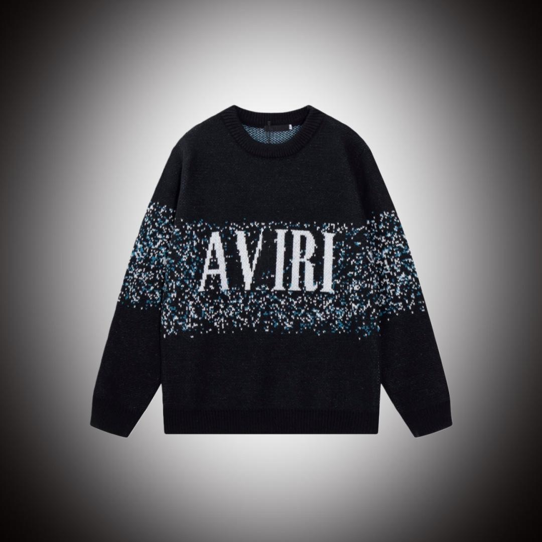 Unisex Round Neck Jacquard Sweater - Loose Fit, Letter Design Extra Extra Large