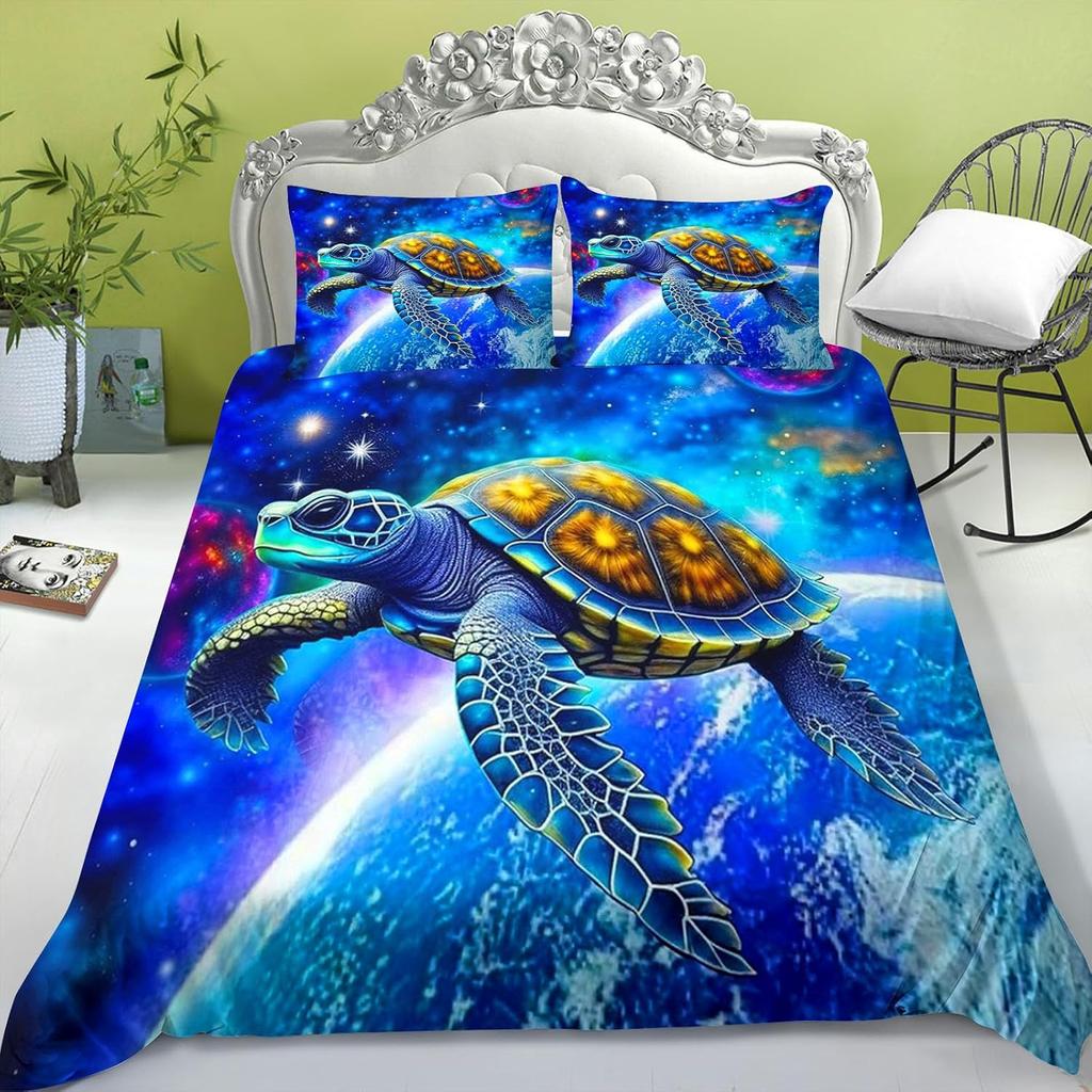 Turtle Duvet Cover Set, Sea Turtle Bedding Set For Children, Boys, Girls, Ocean Theme, Turtle Animal Bedding Set Bedroom Decor