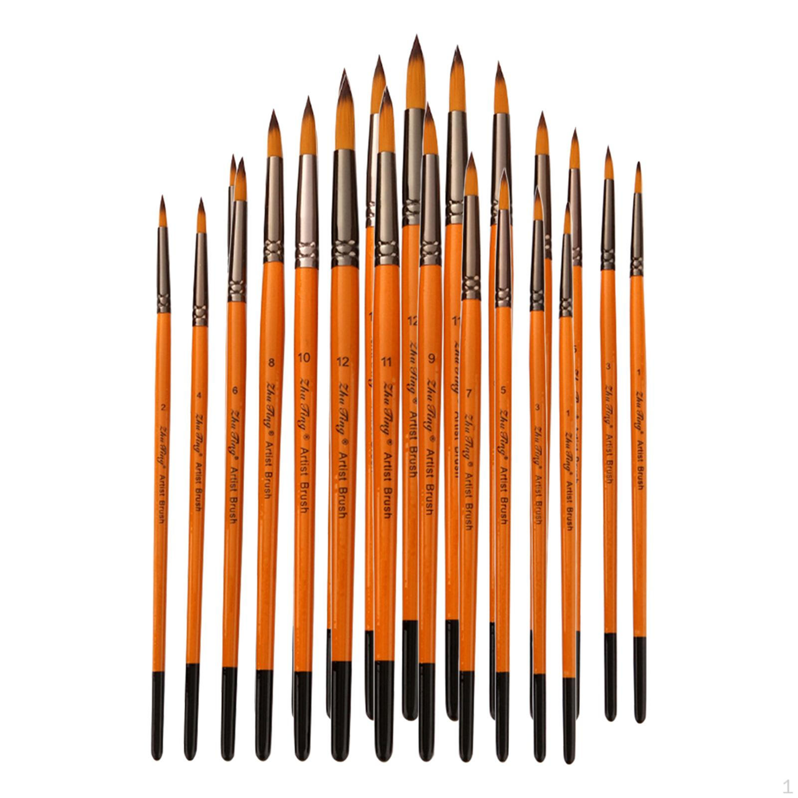 

24Pcs Artist Paint Brush Set Nylon Hair Acrylic Watercolor Round Pointed Tip