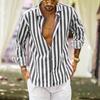 Men Fashion Vertical Striped Long Sleeve Casual Button Down Dress Beach Shirt